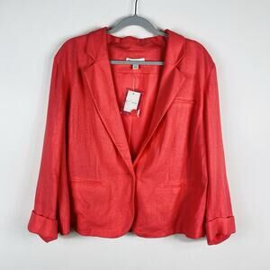 Cato Plus Size 18 20 Linen Blend One Button Blazer Jacket Pink